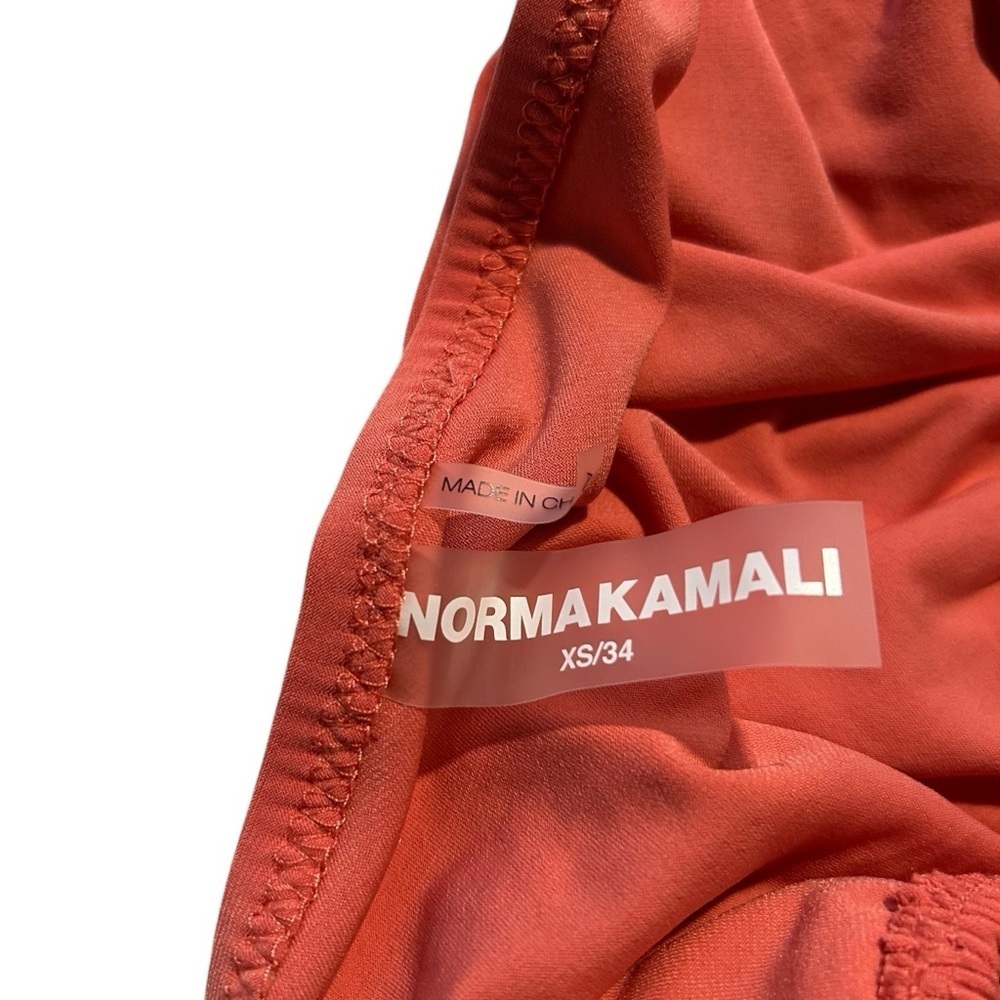 Norma Kamali Coral One Shoulder Ruched Midi Dress XS Bodycon Cocktail - Picture 8 of 8